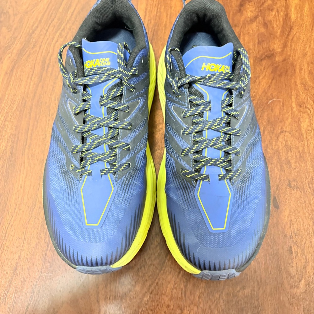 Hoka One One Speedgoat 4 Trail Running Shoes Mens Blue Sz 9.5 2E Wide Vibram - Picture 2 of 10